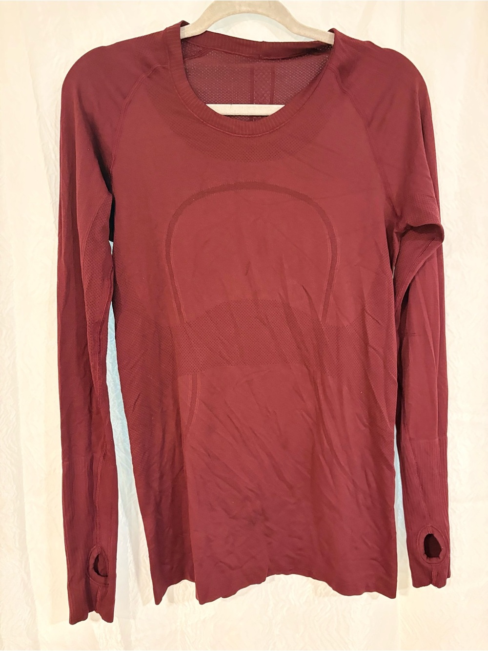 lululemon athletica swiftly tech long sleeve-Burgundy/dark maroon